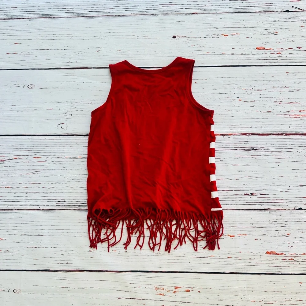 The Children's Place Red and White Striped Tank Top with USA Design